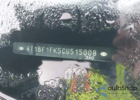 2012 Toyota Camry Xle z USA, uszkodzony, nr VIN 4T1BF1FK5CU515008